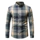 thumbnail image 1 of Blusa y camisa de manga larga con cuello alto para hombre, informal, de cuadros sólidos, con botones y cuello alto, blusa de manga larga para hombre, 1 of 6