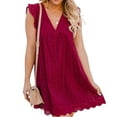 thumbnail image 1 of Summer V-neck Cotton Short Skirt Solid Color Dress California Romper For 2022, 1 of 5