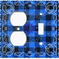 thumbnail image 4 of Metal Light Switch Plate Cover Blue Square Plaid Paisley Bandana Tile Pattern TIL079, 4 of 13