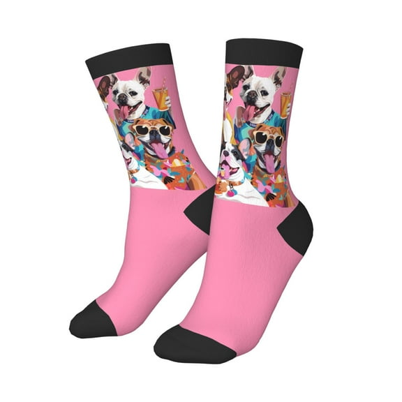 Kids Girls Boys Socks - Cool French Bulldog No.104 Comfort Breathable Crew Socks for Boys Girls Kids, Soft Athletic Running Socks for Boys Socks 6-10 Years Old