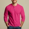 thumbnail image 6 of Resicozy 2025 Henley Shirts for Men Raglan 3/4 Sleeve Vintage Baseball T-Shirts Fall Casual Loose Fit Sport Athletic Tee Top Pink L, 6 of 7