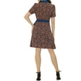 thumbnail image 3 of INSPIRE CHIC Robe Chemise à Manches Courtes avec Ceinture et Col Contrasté pour Femmes G Bleu Foncé, 3 of 5