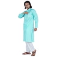 thumbnail image 2 of Atasi Menâ€™s Henley Solid Long Sleeve Kurta Mandarin Collar Ethnic Long Wear, 2 of 7