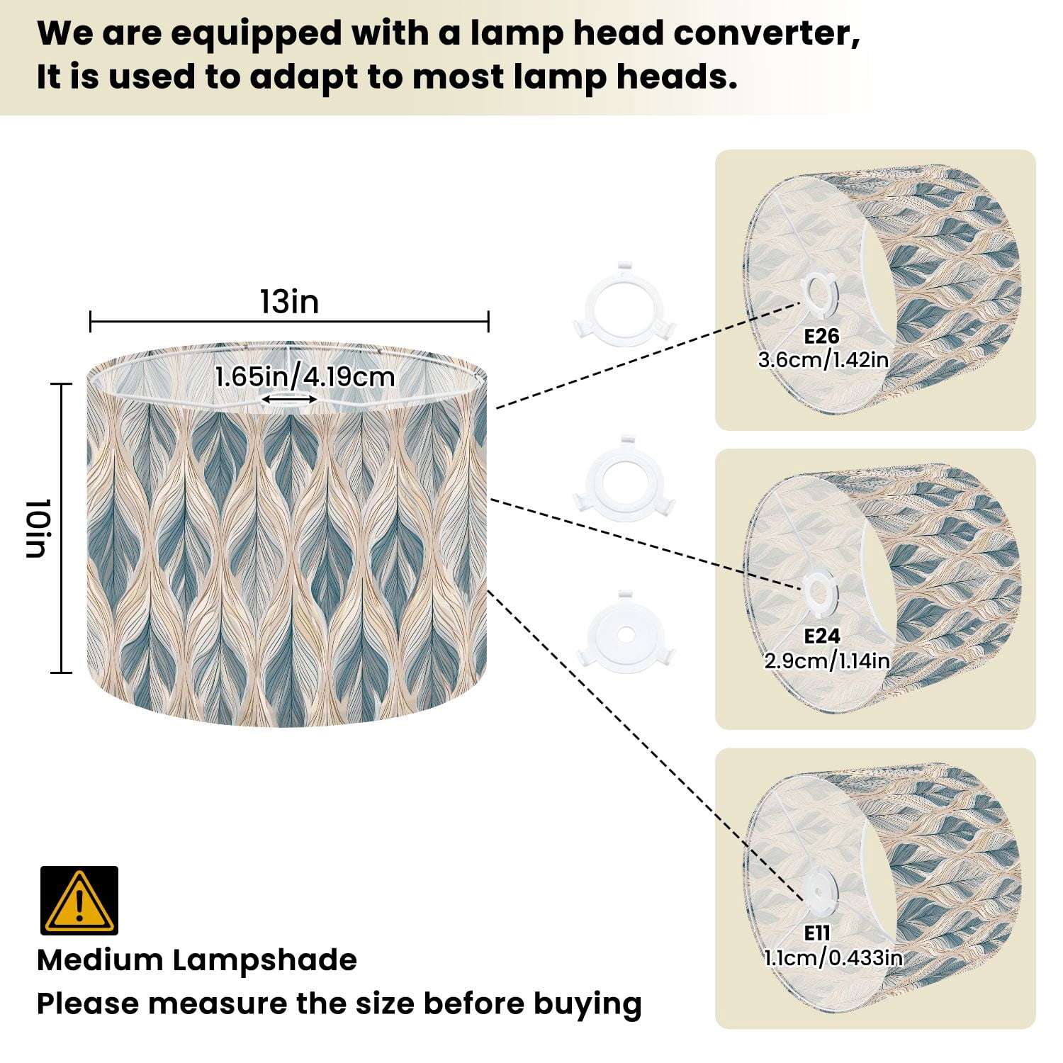 Linen Drum Lamp Shades seamless inspired by retro designs pastel colors 13" x 13" x 10" Lampshade for Table Lamps Floor Lamps Lamp Shade Replacement Easy Assembly Required