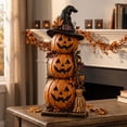 thumbnail image 4 of Ghost Pumpkin Wooden Decor, Halloween Tabletop Decorations with Haunted House Design, Cute Spooky Shelf Mantel Cabinet Dining Table Accent, 4 of 6