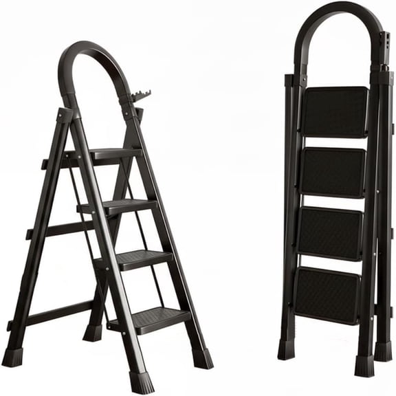 5 Step Lightweight Folding Step Ladder steel Step Stool with Widened Anti-Slip Strip Pedal Convenient Handgrip,Multi-use for Household and Office