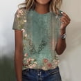 thumbnail image 2 of kaondbfi Summer Tops for Women Womens Casual Short Sleeve Tops Neck T Shirts Loose Fit Womens Essentials Fashion Clothing, 2 of 9