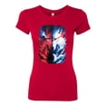 thumbnail image 2 of Artic Wolf Light Dark Good Bad Moon | Womens Animal Lover Slim Fit Junior Tee, Red, Medium, 2 of 4