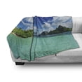 thumbnail image 3 of Landscape Soft Flannel Fleece Blanket, Summer Island Botanic Tropical View with Sea Mountain Tree Forest Photo, Cozy Plush for Indoor and Outdoor Use, 50" x 60", Turquoise Blue Green, by Ambesonne, 3 of 6