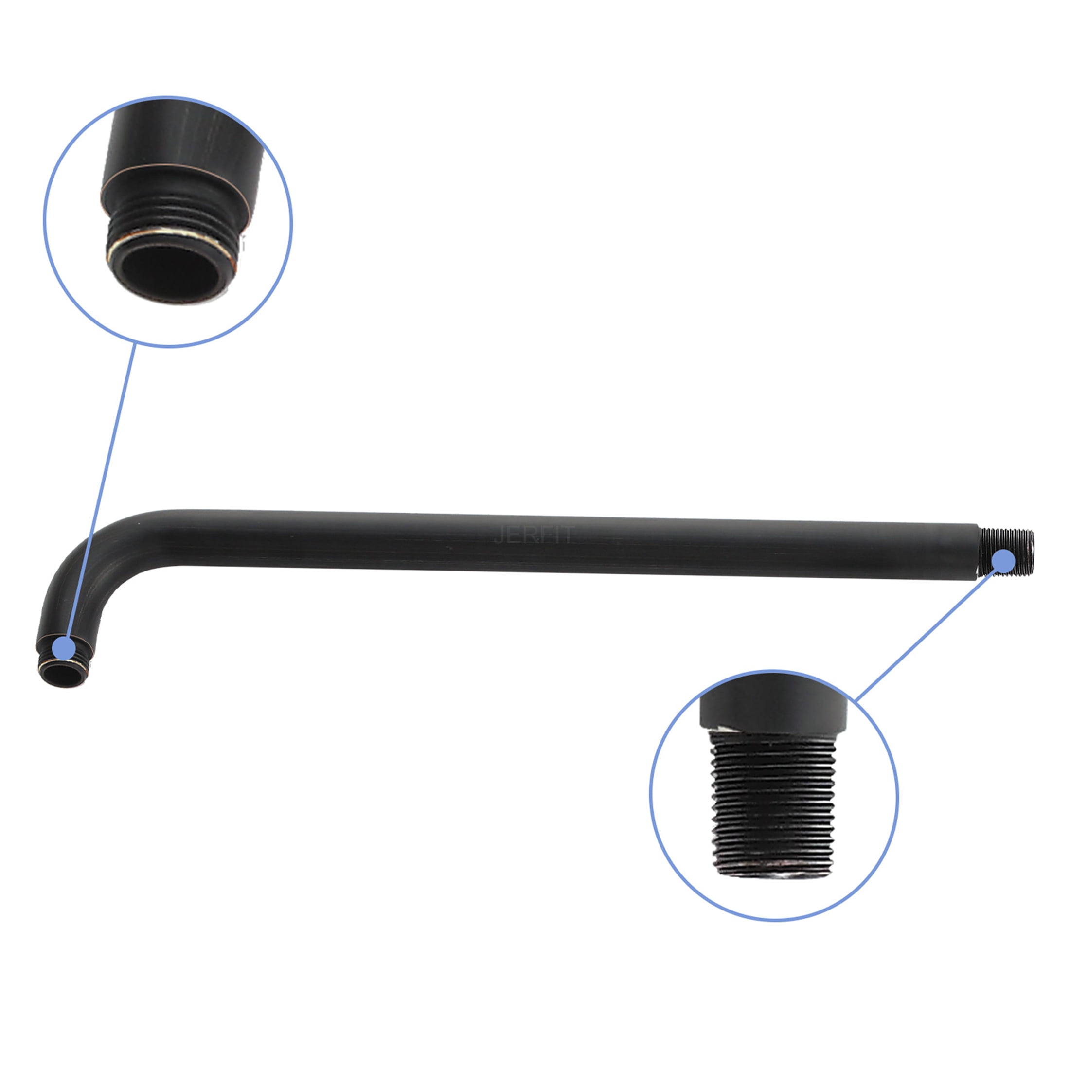 JERFIT 16 Inch Extra Long Shower Arm Extension Pipe with Flange, Oil Rubbed Bronze Finish, SUS304 Stainless Steel, Wall Mount for Rainfall Showerhead, Easy Tool-Free Installation