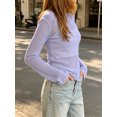thumbnail image 3 of Long Sleeve Women's Casual Tulle Top Blouse Lightweight Knit Pullover Sweater, 3 of 5