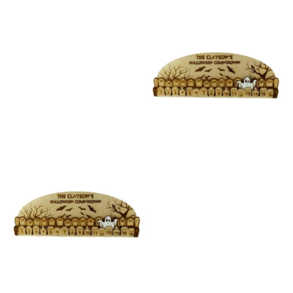 Advancent Calendario de madera móvil para Halloween, decoración festiva de cuenta regresiva para decoraciones festivas de Halloween, estilo Estilo fantasmas 2Conjunto