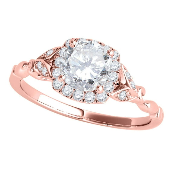 Mauli Jewels Engagement Rings for Women 0.75 Carat Finely Detailed Wedding Engagement Diamond Ring 4-prong 10k Solid Rose Gold
