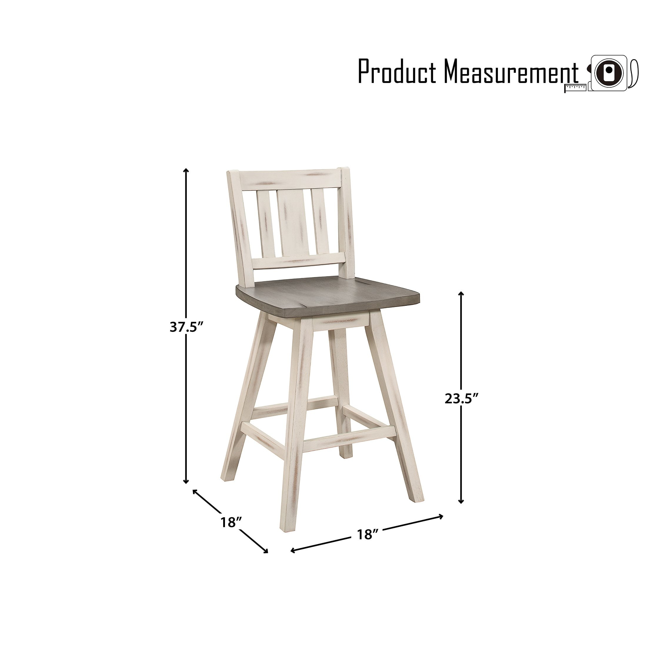OakvillePark Roscoe Swivel Counter Height Barstool (Set of 2), White/Gray