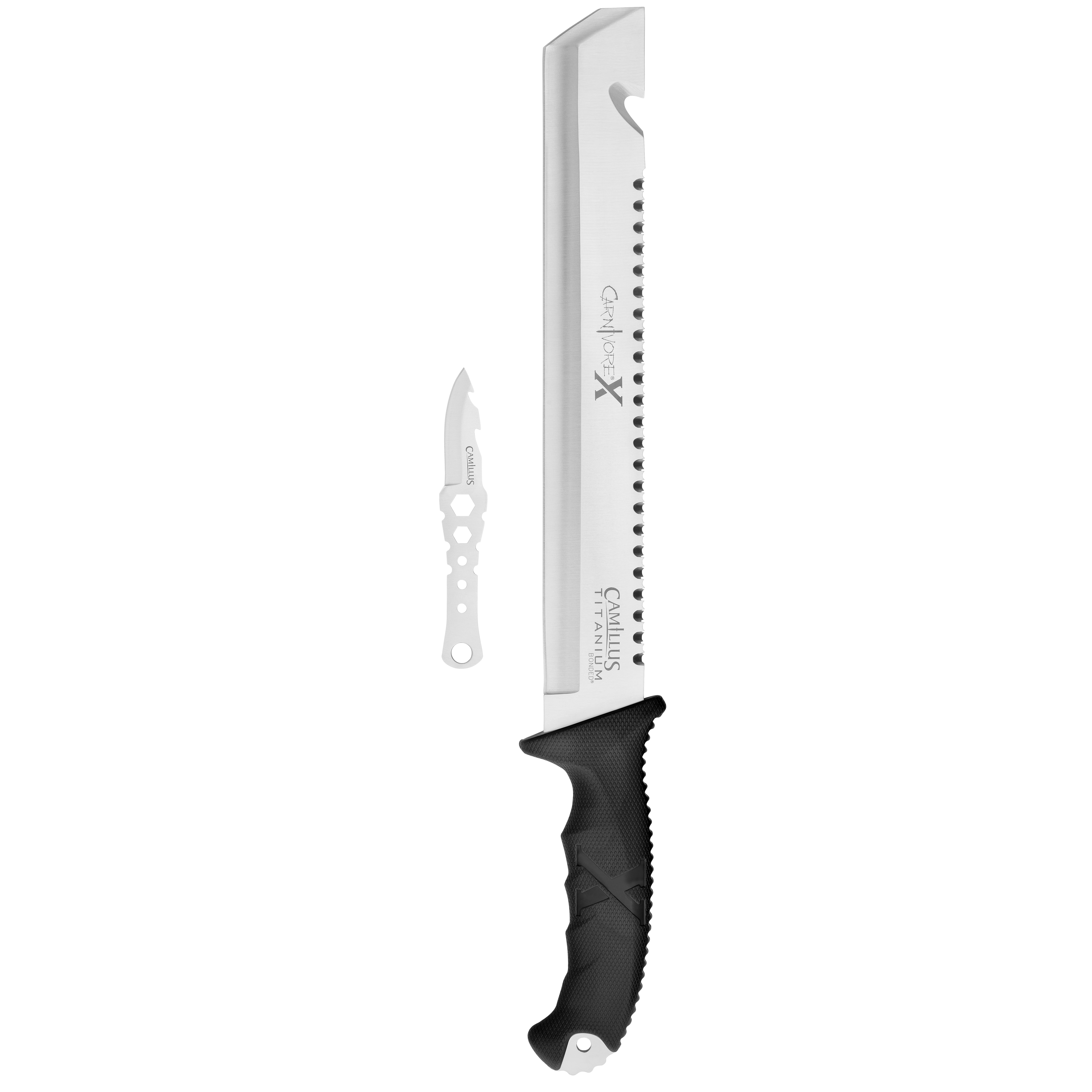 Camillus Carnivore x Machete, 18", Titanium Bonded, Full Tang, Trimming Tool and Sheaths, Black, 1-Count