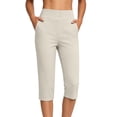 thumbnail image 6 of Ltctricy Capri Pants for Women Straight Leg Comfy Lounge Yoga Pants with Pockets Cropped Casual Work Pants(White,X-Large), 6 of 7