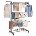 thumbnail image 1 of SONGMICS Tendedero, Tendedero Plegable de 4 Niveles, Asas Plegables, con Ruedas, 63.5 x 128 x 173 cm, Interior y Exterior, Gris MLLR701G01, 1 of 8