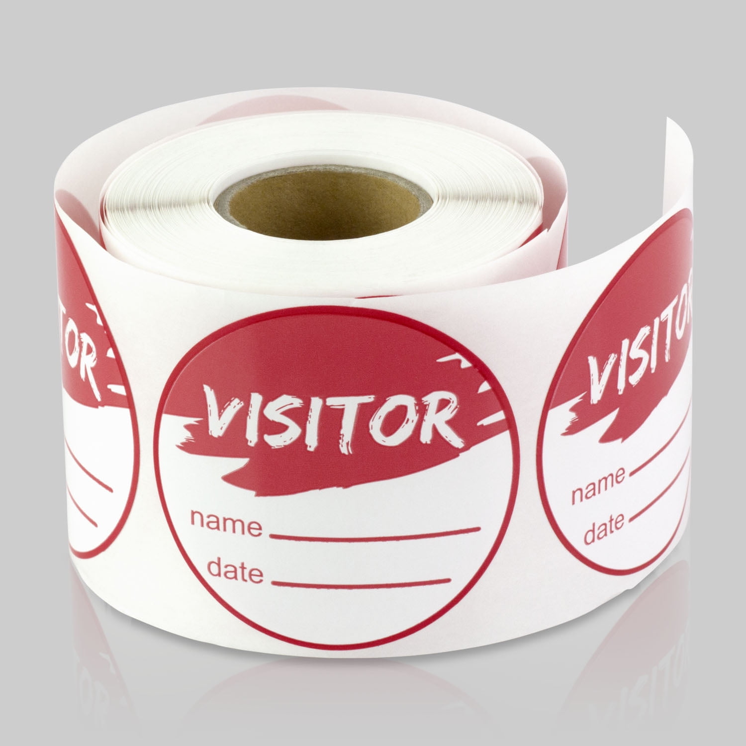 Round Visitor Stickers (2 inch, 300 Labels per Roll, 2 Rolls, Red) for School, Office, College, Tours or Security
