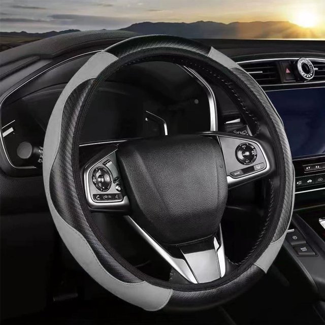 Universal Anti-Slip Steering Wheel Cover - Breathable Microfiber PU Leather Auto Interior Protector - All-Season Car Wheel Grip for Comfort