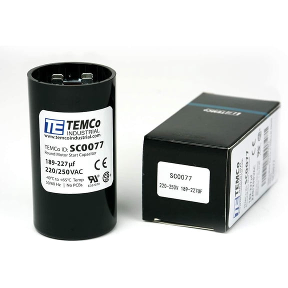 TEMCo 189-227 uF MFD CD60 Start Capacitor 220-250V AC Round | 50/60 Hz
