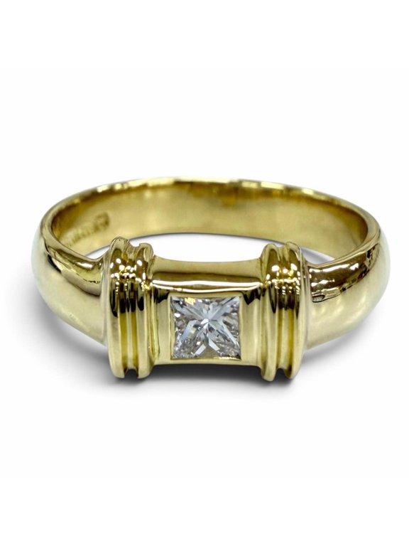 Pre-Owned TIFFANY&Co. Tiffany Vintage 750 (YG) Diamond Stacking Ring, Yellow Gold, Weight...