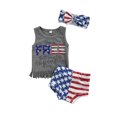 thumbnail image 7 of aturustex Toddler Baby Girl 1st of July Outfit Kids Tassels Tank Tops Flare Pants Hairband Set USA Independence Day American Flag Clothes, 7 of 7