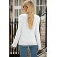 thumbnail image 5 of Women's White Lightweight Ribbed Knit Button Front V Neck Cardigan for Casual Fall Days - [ZhiHiMeRi] | 2XL, 5 of 12