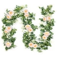 thumbnail image 1 of Paquete de 2 Guirnaldas de Eucalipto con Rosa ChampáN, Guirnalda Verde una Granel de Seda Artificial Floral Hojas de Eucalipto Vides (B), 1 of 7