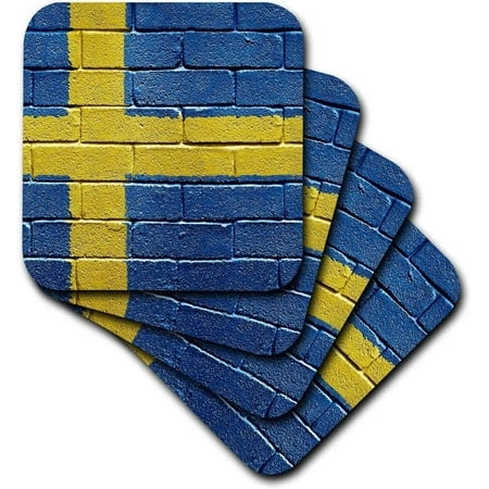 

3dRose National flag of Sweden painted onto a brick wall Swedish Soft Coasters set of 8