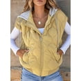 thumbnail image 6 of Women Cropped Hooded Zip Up Quilted Sleeveless Jackets Fall Light-Weight Coat with Pockets Yellow S, 6 of 8