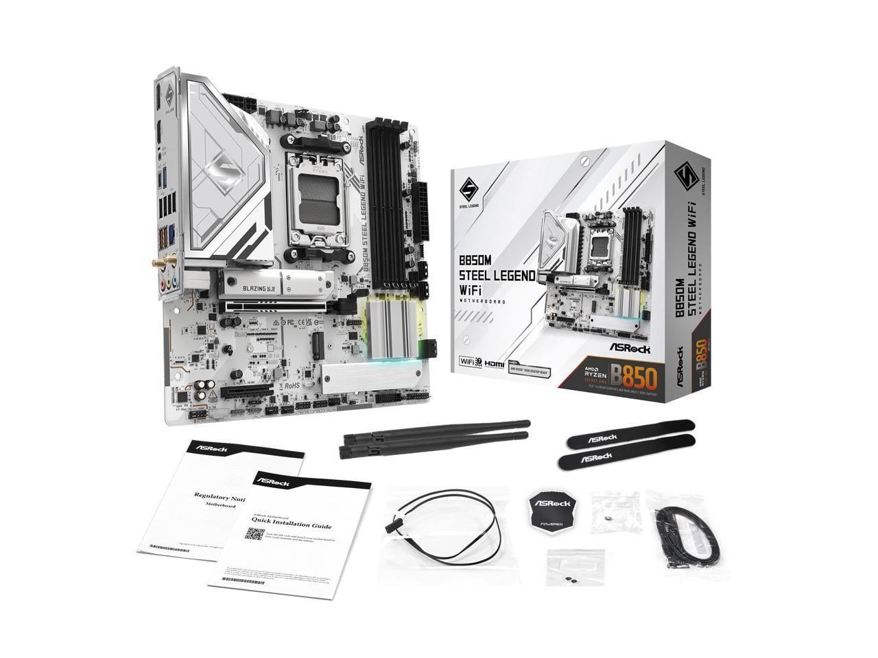 ASRock B850M STEEL LEGEND WIFI AM5 AMD B850 SATA 6Gb/s Micro ATX Motherboard