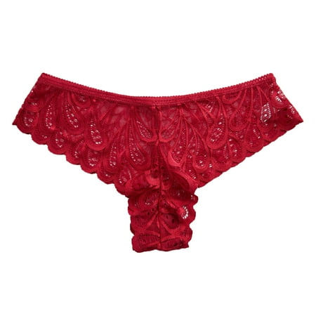 YOTMKGDO Ladies Underwear Panties  Women S Stretch Bikini Panty Lace Trim 4 Colors Comfy Underwear (#1 Red  XL)