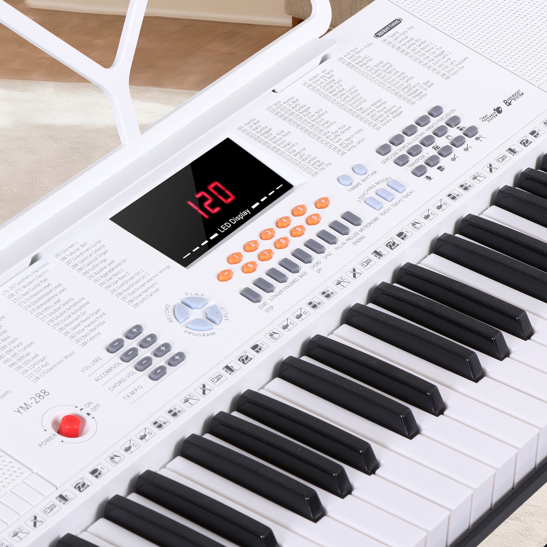 ZENSTYLE Electronic Keyboard 61 Key Electric Digital Music Piano Organ with Stand Headphones Microphone Portable White