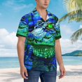 thumbnail image 3 of Fotbe Colorful Stained Glass Crocodile Camisa Hawaiana para Hombre Unisex – Camisa Casual de Verano con Botones de Manga Corta de Algodón y Lino,Medium, 3 of 7