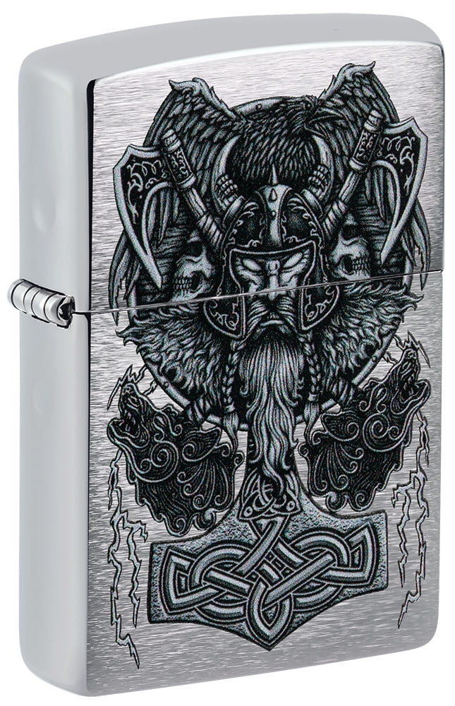 Zippo Viking Design Brushed Chrome Pocket Lighter