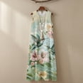 thumbnail image 6 of Jiueut Hummingbird Flower Print Summer Dresses for Women Linen Look Casual Maxi Dress Beach Vacation Long Sundresses Breathable Sleeveless Tank Dress with Pockets, 2XL, 6 of 7