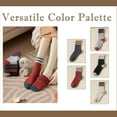 thumbnail image 5 of Women Vintage Striped Wool Socks, Fall Winter Warm Hiking Crew Knit Soft Socks 5 Pairs, 5 of 7