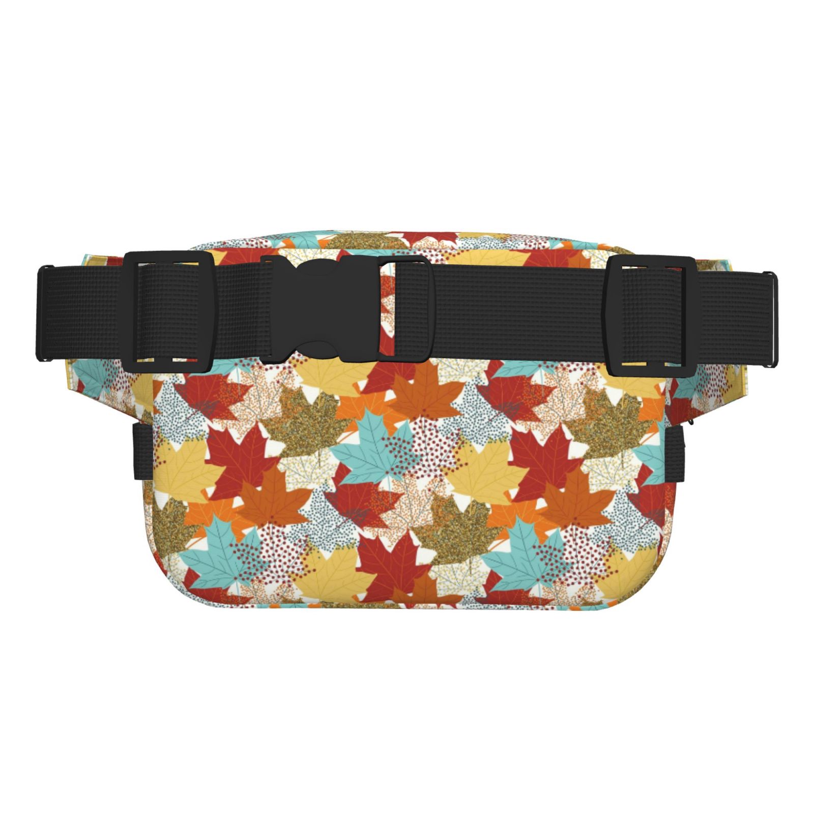 Picia Fall Maple Leaves Print Square Double-Layer Waist Bag Mini Adjustable Waist Belt Bag Exercise Running Travel Hiking