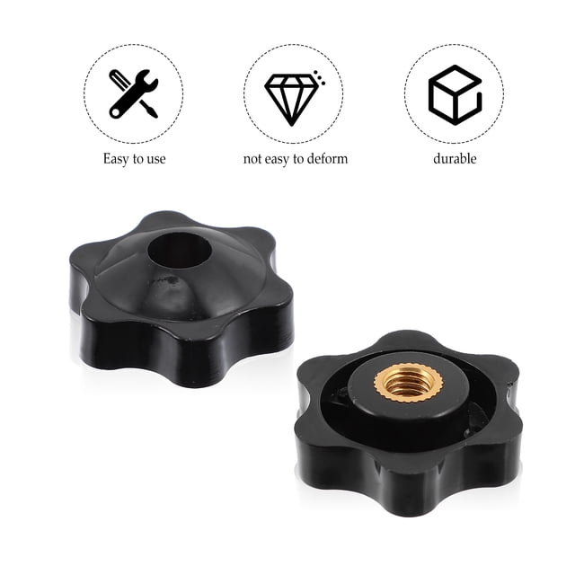 KAKOWELY 20Pcs Black ABS Clamping Nuts Knob Star Shape Threaded Hand Screw on Handle for Machine Tools