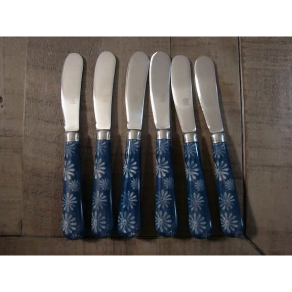 Quid Novi Trudy Floral Blue Spreader (Butter Knife) #000406 6 Pcs New