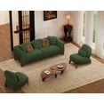 thumbnail image 4 of Morden Fort Modern Sherpa Boucle 2 Armless Chairs and Couch Set, 3 Pieces Comfy Cloud Living Room Furniture Set with Wood Legs, Green, 4 of 5