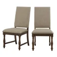 thumbnail image 4 of Beige Fabric Upholstered Side Chairs Set of 6, Brown Finish Wood Frame Nailhead Trim Traditional Dining, 4 of 5