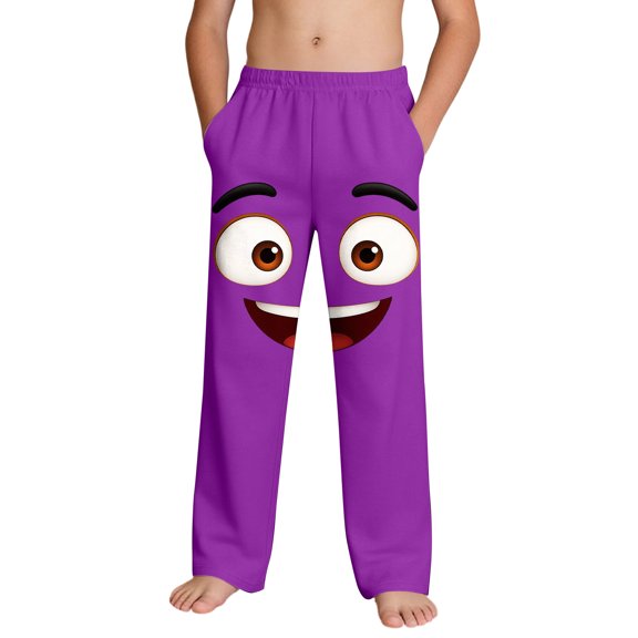 OGLCCG Beach Pants for Boys Funny Graphic Print Casual Summer Elastic Waist Vacation Pants with Pockets Wide Leg Loung Trousers 4-14 Years