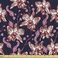 thumbnail image 1 of Floral Fabric by the Yard, Hand Drawn Vintage Botanical Garden Orchid Flowers Blooms and Leaves, Upholstery Fabric for Dining Chairs Home Decor Accents, Indigo Dried Rose White by Ambesonne, 1 of 5