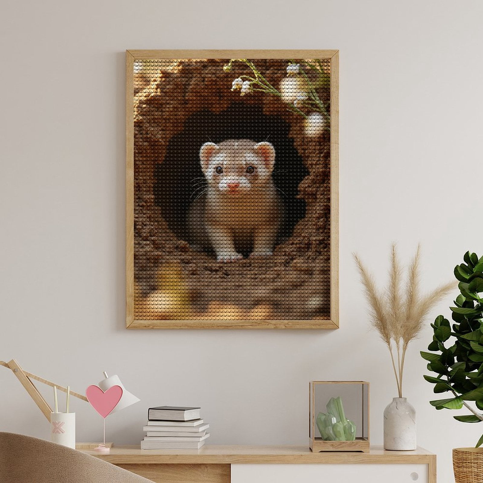 Diamond Art Kits for Adults, Tunnel Ferret Floral Adventure 5D Diamond Painting Kits for Adults Beginners, DIY Full Drill Diamond Painting, Gem Art and Crafts 12x16