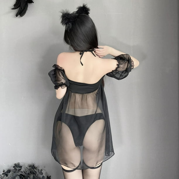 Lolmot Sexy Women Lingerie Perspective Outfit Dress Temptation Babydoll  Underwear Sleepwear Underdress Suit 