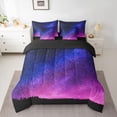 thumbnail image 2 of jejeloiu Outer Space Nebula 7pcs Bedding Comforter Set,Pink Blue Ombre Queen Bedding Sets For Girls Reversible, 2 of 8