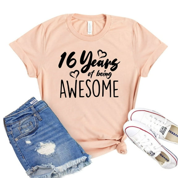 16 Years Of Being Awesome T-shirt Womens B'day Shirt Gift For Daughter 16Th Birthday Shirts Made In 2005 Tshirt Party Tee