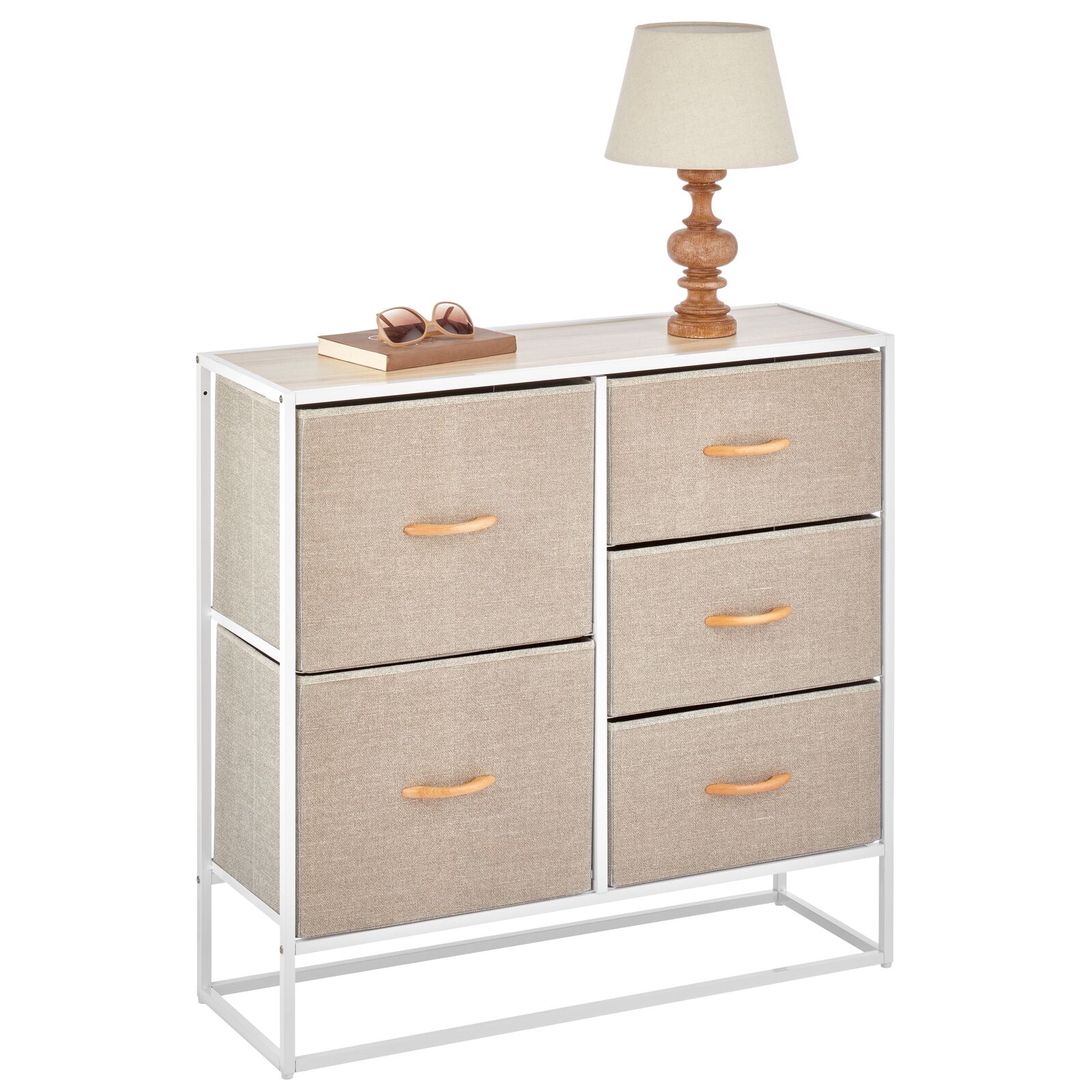 mDesign Tall Modern 5Drawer Dresser Storage Chest Sturdy Steel Frame