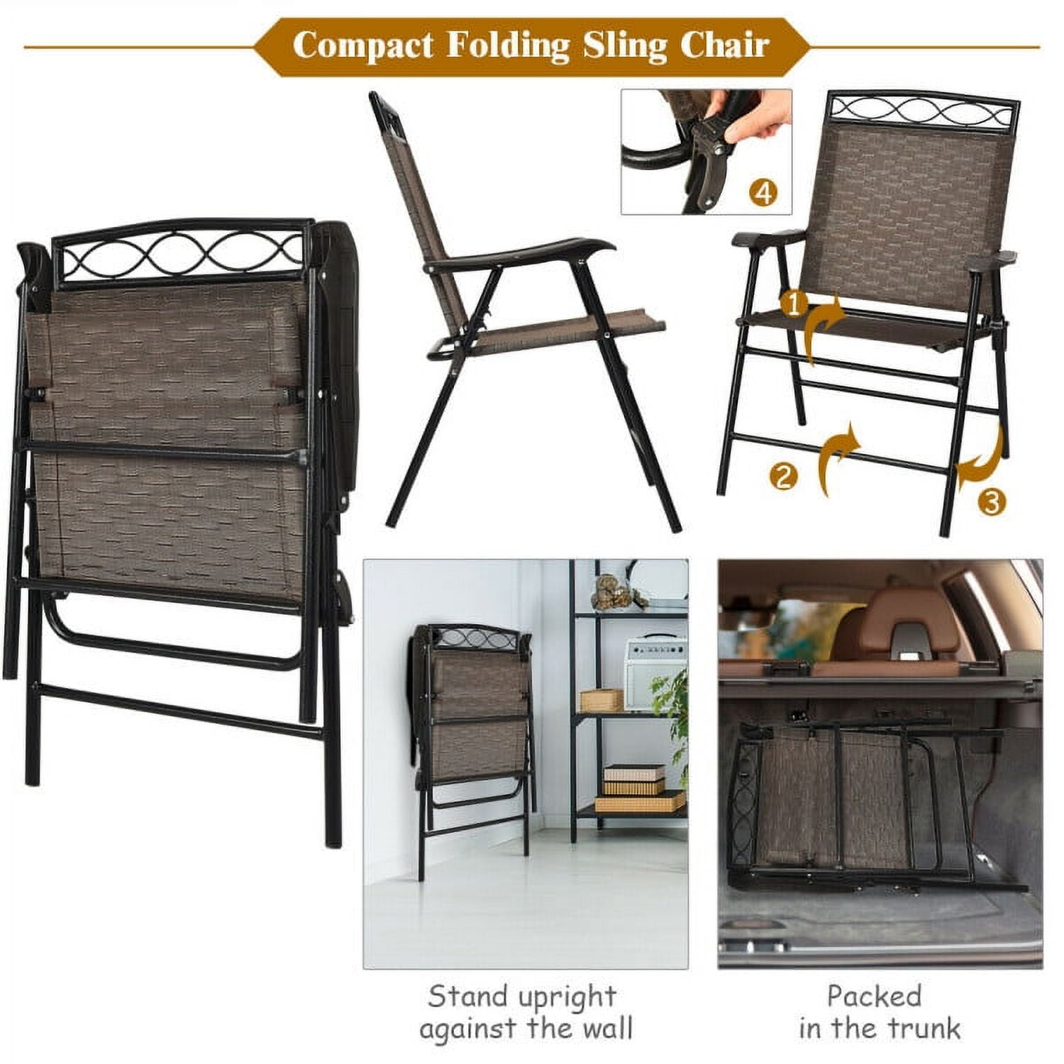 Aimee Lii Patio Dining Set with Patio Folding Chairs and Table, Outdoor Patio Furniture Set